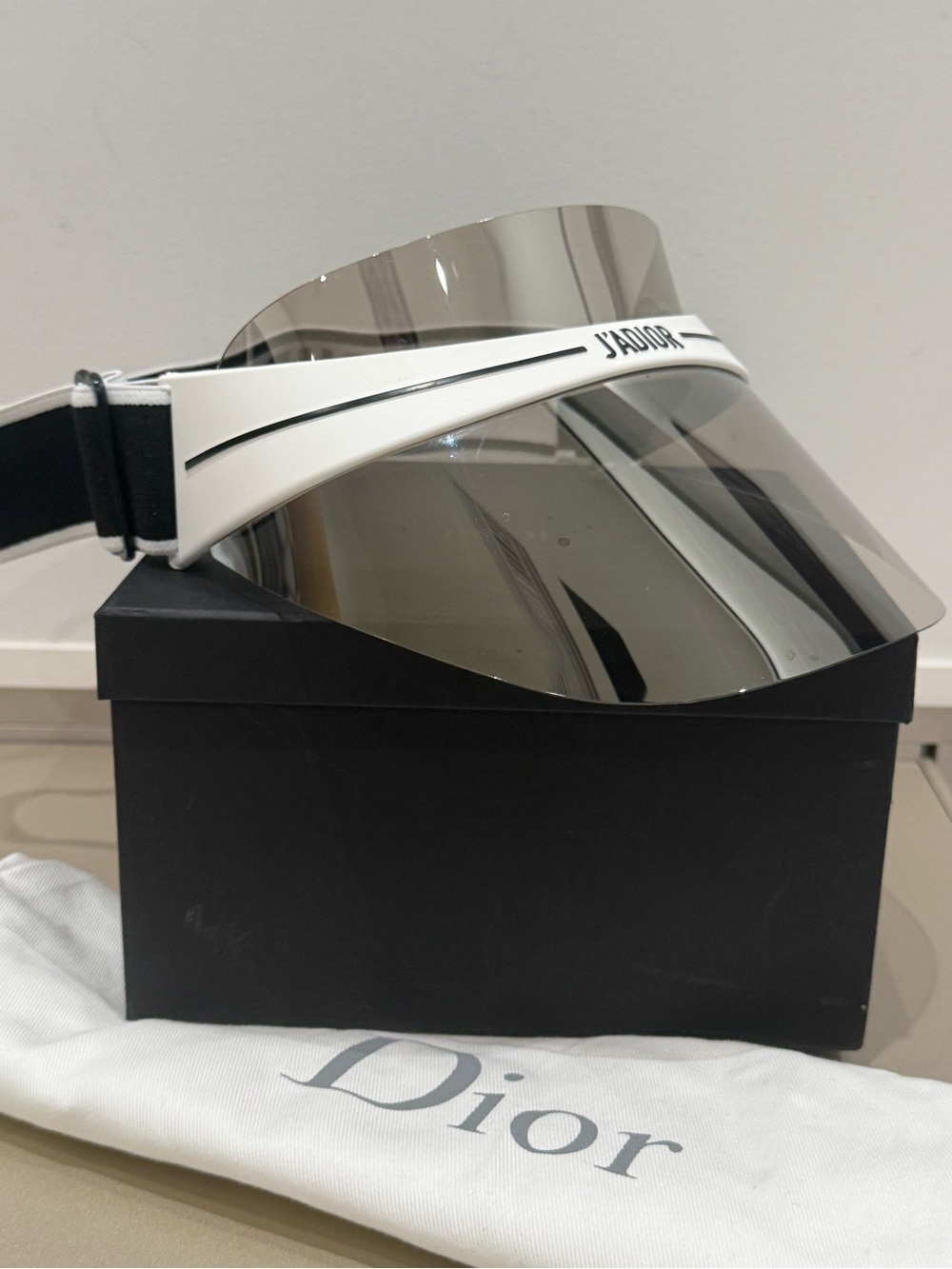 Dior White Visor Sunglasses with Smoke Shield Lens - Picture 1 of 6